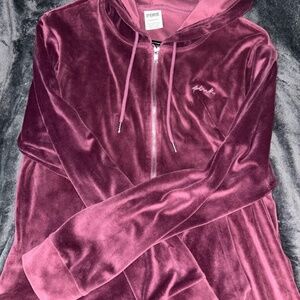 PINK Victoria’s Secret Mauve Velvet Zip Up Hoodie
